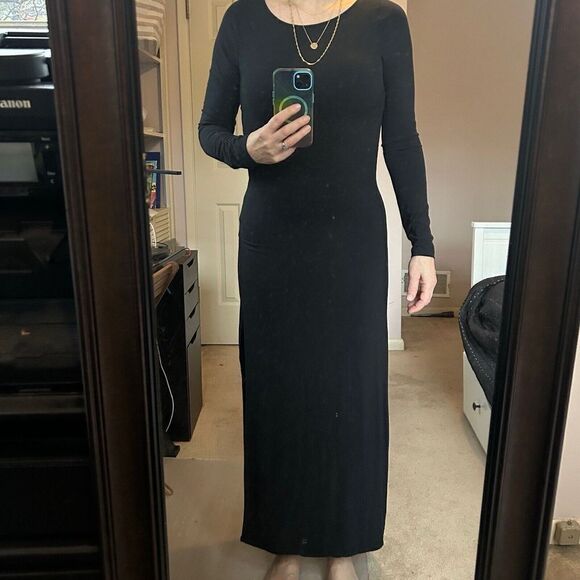 Aritzia Wilfred Black Neptune Dress Maxi Bodycon Size Medium - Picture 5 of 13